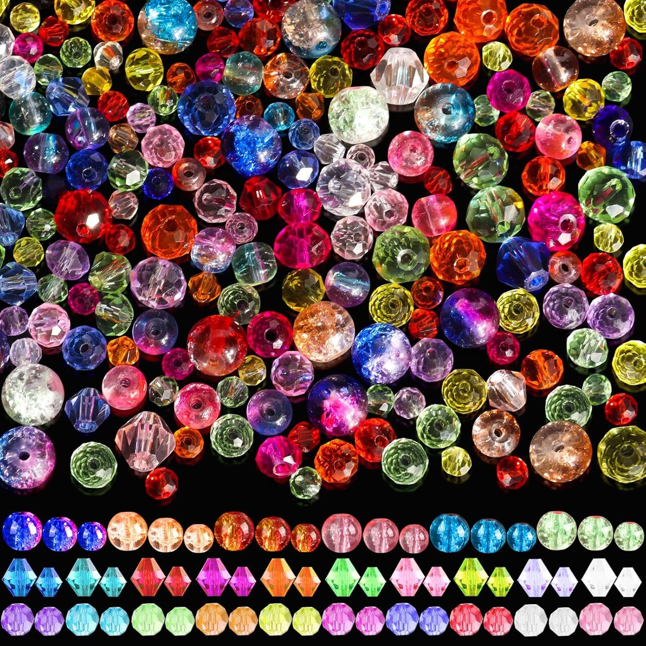 1300PCS Glass Beads for Jewelry Making Colorful Rainbow Craft